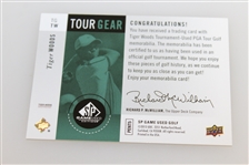 Tiger Woods SP Tour Gear Game Used Golf Card - Two Shirts