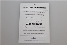 Jack Nicklaus Signed Leaf 'Authentic Signature 10/25 Golf Card JSA ALOA
