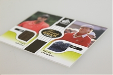 Tiger Woods & Payne Stewart Tour Gear Combo Game Used Golf Card - Two Shirts