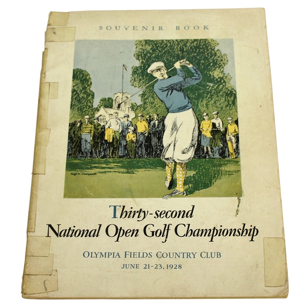 1928 US Open Championship at Olympic Fields CC Program - Johnny Farrell Winner
