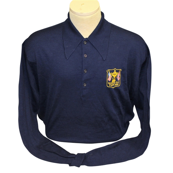 Ray Floyds 1975 Ryder Cup USA Team Issued Cashmere Blue Uniform Long Sleeve Shirt