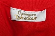 Ray Floyd's 1991 Ryder Cup USA Team Issued Cashmere Uniform Red Sweater - Kiawah