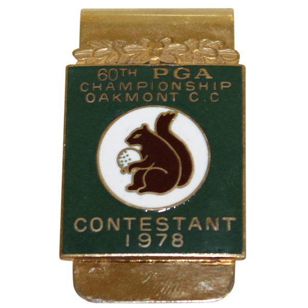 Ray Floyds 1978 PGA Championship at Oakmont Contestant Money Clip/Badge