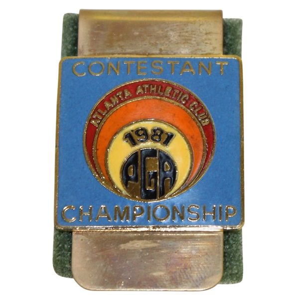 Ray Floyds 1981 PGA Championship at Atlanta Athletic Club Contestant Money Clip/Badge