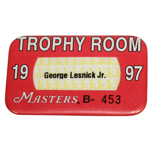 George Lesnick Jr. 1997 Masters Tournament Trophy Room Badge #B-453 - Ray Floyd Collection