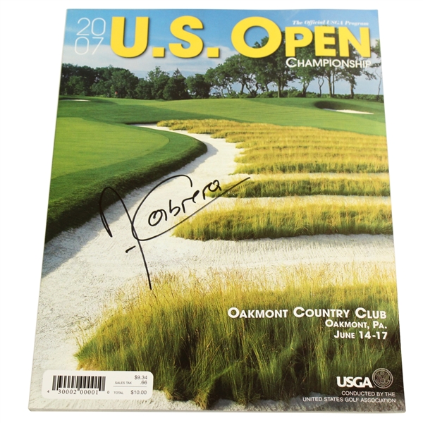 Angel Cabrera Signed 2007 US Open Championship at Oakmont CC Program JSA ALOA