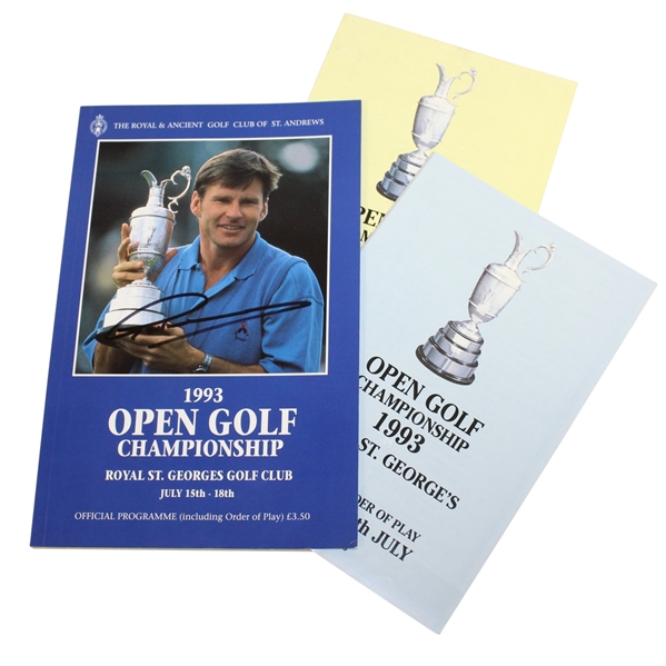 Greg Norman Signed 1993 OPEN Championship Program with Two Pairing Sheets JSA ALOA