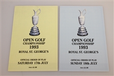 Greg Norman Signed 1993 OPEN Championship Program with Two Pairing Sheets JSA ALOA