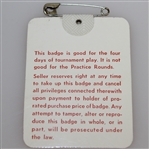 1981 Masters Tournament Badge #22219 - Tom Watson Winner