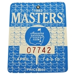1983 Masters Tournament Badge #07742 - Seve Ballesteros Winner