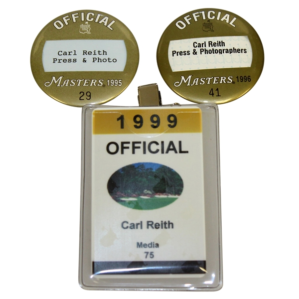 1995, 1996, & 1999 Official Masters Press/Photo/Media Badges - Carl Reith