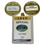 1995, 1996, & 1999 Official Masters Press/Photo/Media Badges - Carl Reith