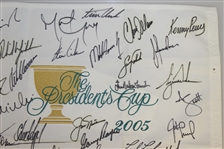 2005 President's Cup Flag Signed by Both Teams - Woods, Nicklaus, Mickelson, others JSA ALOA