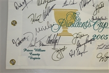 2005 President's Cup Flag Signed by Both Teams - Woods, Nicklaus, Mickelson, others JSA ALOA