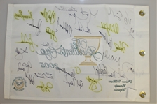 2005 President's Cup Flag Signed by Both Teams - Woods, Nicklaus, Mickelson, others JSA ALOA