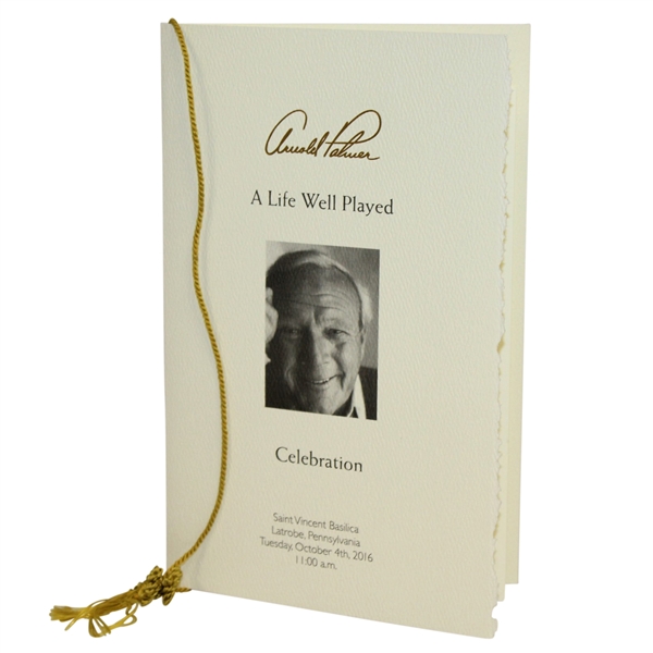 Arnold Palmer Memorial A Life Well Played Funeral Service Program with Original String