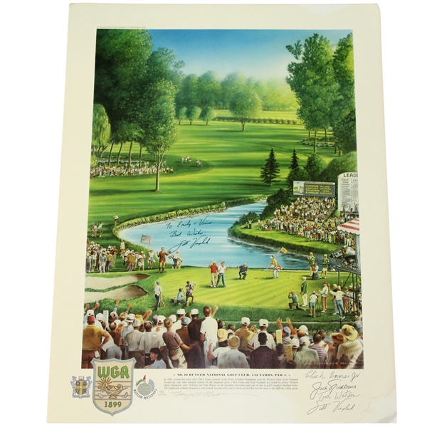 Butler National #18 Ltd Ed Print Signed by Scott Verplank with Facsimile Evans, Nicklaus, & Watson JSA ALOA