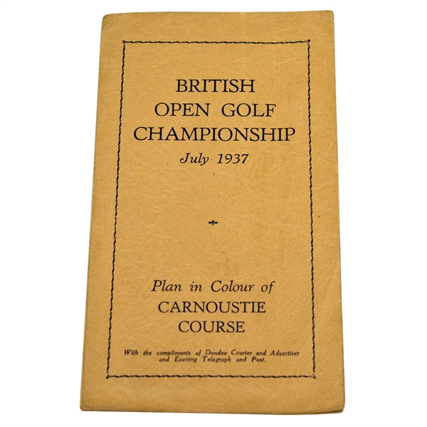 1937 British Open Golf Championship Plan in Colour of Carnoustie Course Pamphlet
