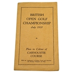 1937 British Open Golf Championship Plan in Colour of Carnoustie Course Pamphlet