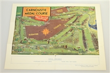 1937 British Open Golf Championship Plan in Colour of Carnoustie Course Pamphlet