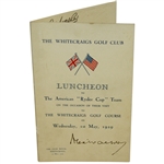 1929 Ryder Cup Teams Signed Luncheon Menu - Whitecraigs Golf Course - Hagen, Smith, others JSA ALOA