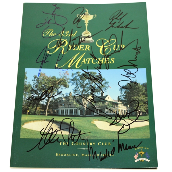 1999 Ryder Cup Team Signed Program Including Woods & Stewart JSA ALOA