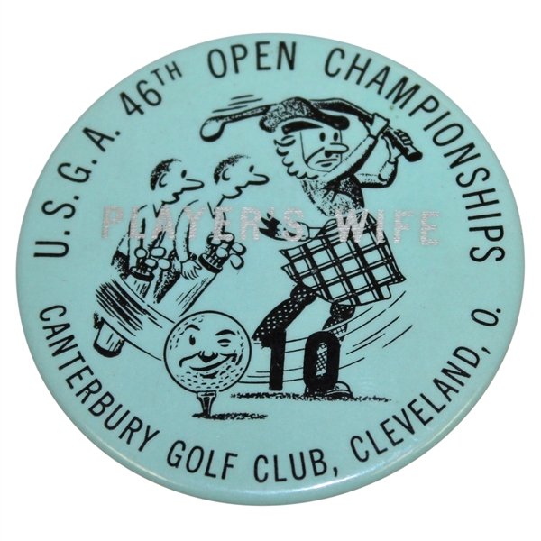 1946 US Open at Canterbury GC Players Wife Badge - Lloyd Mangrum Winner