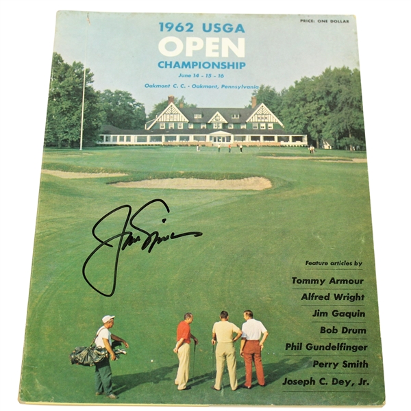 Jack Nicklaus Signed 1962 US Open at Oakmont CC Program - First Major Win JSA ALOA