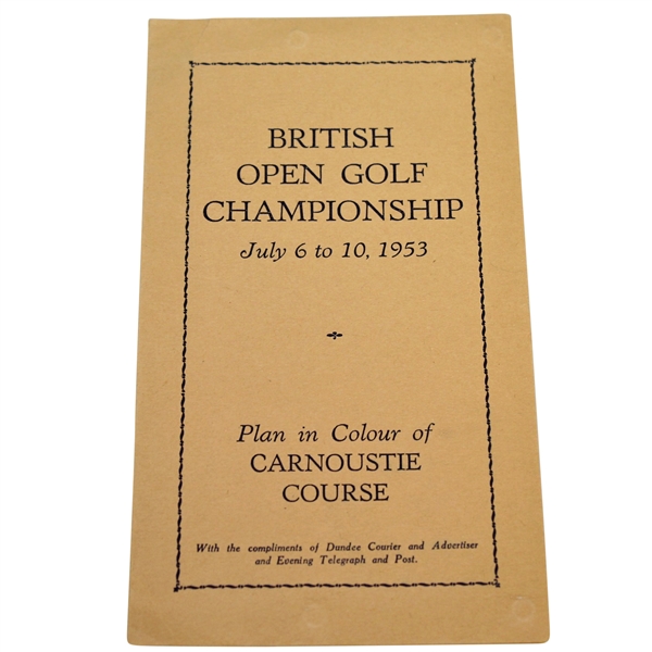 1953 British Open Championship at Carnoustie Course Plan - Hogan Winner