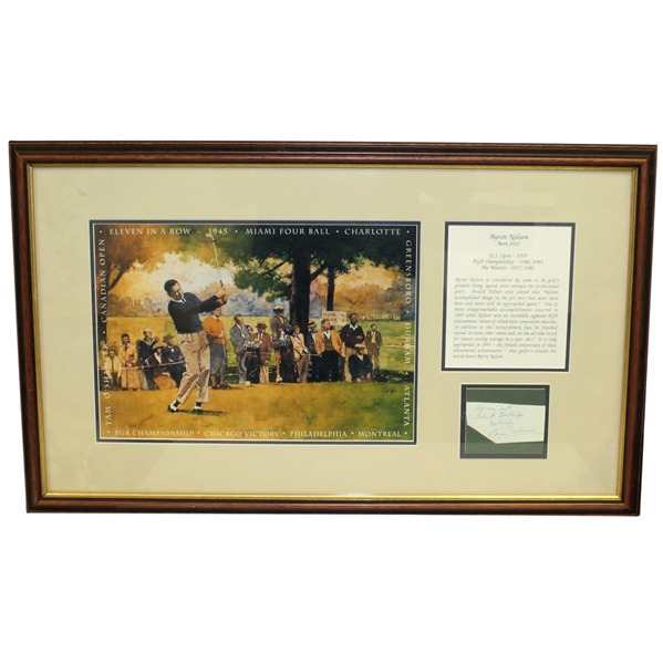 Byron Nelson Signed Cut in 50th Anniversary 11 in a Row Print Display - Framed JSA ALOA