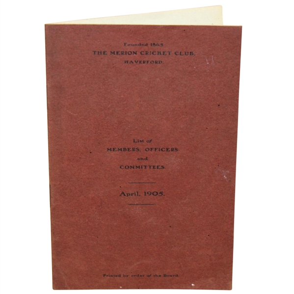 1905 Merion Cricket Club List of Members, Officers, & Committees Booklet