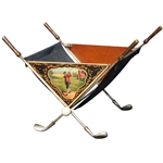 Classic Golf Themed Painted Golf Ball/Magazine Basket/Holder - Crossed Clubs