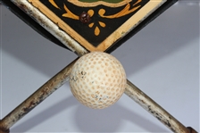 Classic Golf Themed Painted Golf Ball/Magazine Basket/Holder - Crossed Clubs