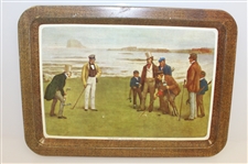 Three Golf Ball Tin Lids with Golfing Scenes