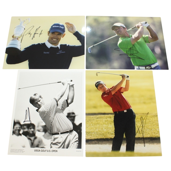 Ernie Els, Padraig Harrington, Paul Casey, & Luke Donald Signed 8x10 Photos JSA ALOA
