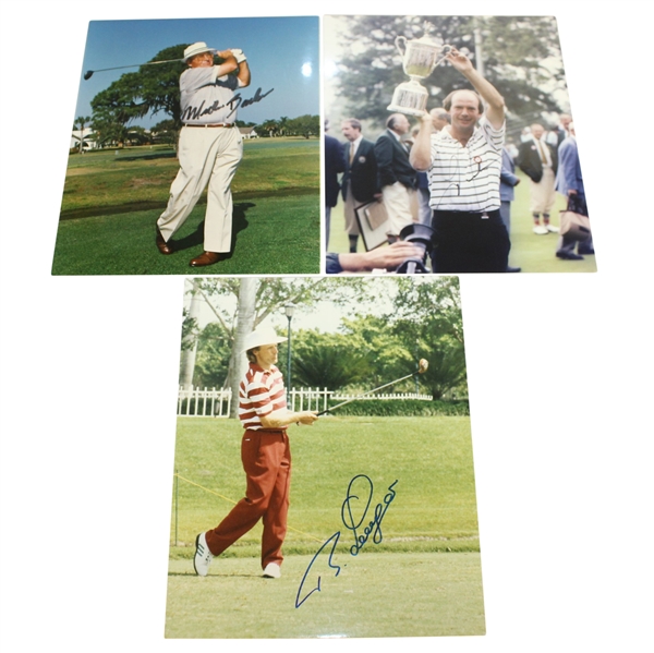 Bernhard Langer, Larry Nelson, & Miller Barber Signed 8x10 Photos JSA ALOA
