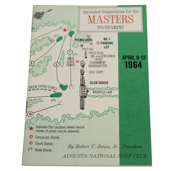 1964 Masters Tournament Spectator Guide - Arnold Palmer Winner