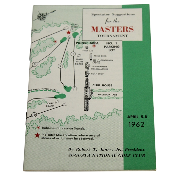 1962 Masters Tournament Spectator Guide - Arnold Palmer Winner