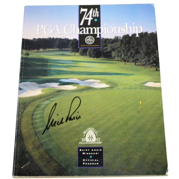 Nick Price Signed 1992 PGA Championship at Bellerive CC Official Program JSA ALOA