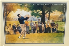 Byron Nelson Signed Cut in 50th Anniversary 11 in a Row Print Display - Framed JSA ALOA