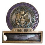 Deane Bemans 1961 US Open at Oakland Hills Contestant Badge - Gene Littler Winner 