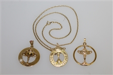 Deane Beman's 1985 Ryder Cup at The Belfry Wife Gift - 14k Gold Necklace & Two Pendants