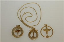 Deane Beman's 1985 Ryder Cup at The Belfry Wife Gift - 14k Gold Necklace & Two Pendants