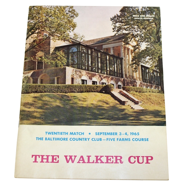 Deane Bemans 1965 The Walker Cup at Baltimore CC Official Program