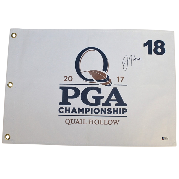 Justin Thomas Signed 2017 PGA Championship at Quail Hollow Flag BECKETT #E66176
