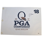 Justin Thomas Signed 2017 PGA Championship at Quail Hollow Flag BECKETT #E66176