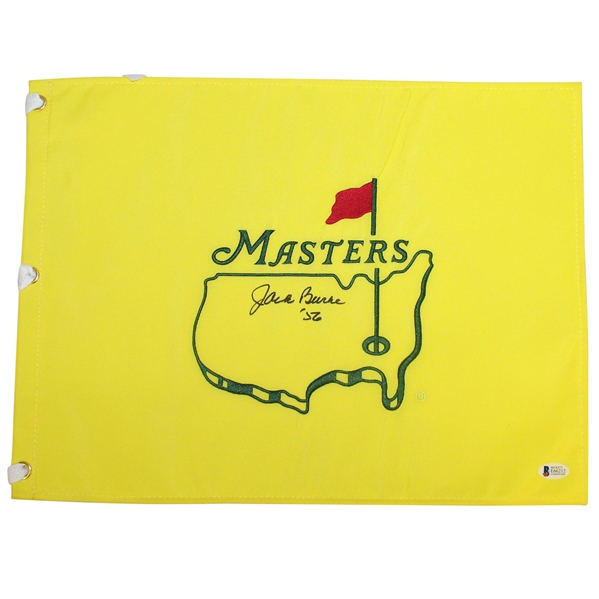Jack Burke Signed Undated Masters Embroidered Flag with 56 Notation BECKETT #E66212