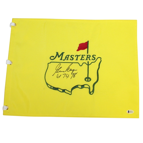 Gary Player Signed Undated Masters Embroidered Flag with 61 74 78 Notation BECKETT #E66214