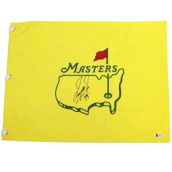 Fuzzy Zoeller Signed Undated Masters Embroidered Flag with 79 Notation BECKETT #E66177