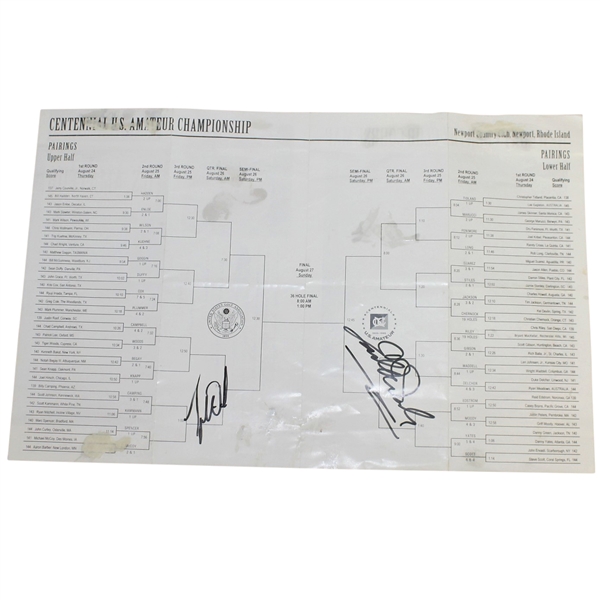 Tiger Woods & Earl Woods Dual Signed 1995 US Amateur Starting Sheet/Bracket JSA ALOA